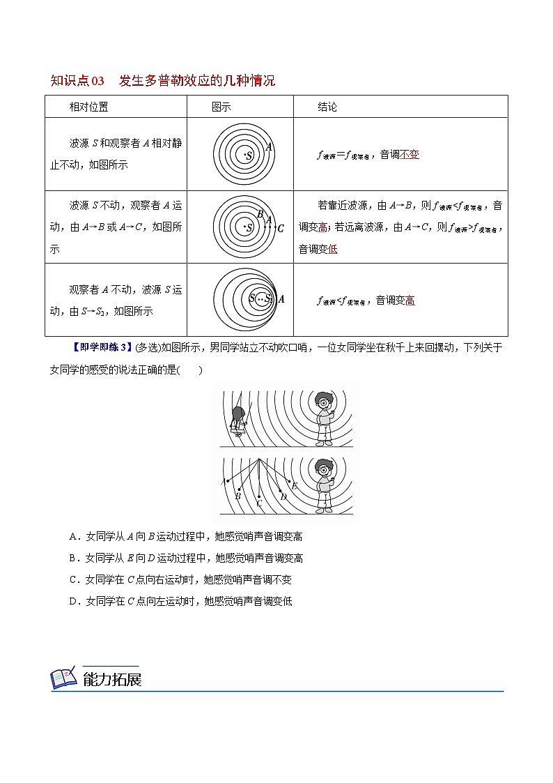 【同步讲义】（人教版2019）高中物理选修第一册-第三章-机械波--第05讲 多普勒效应 讲义03