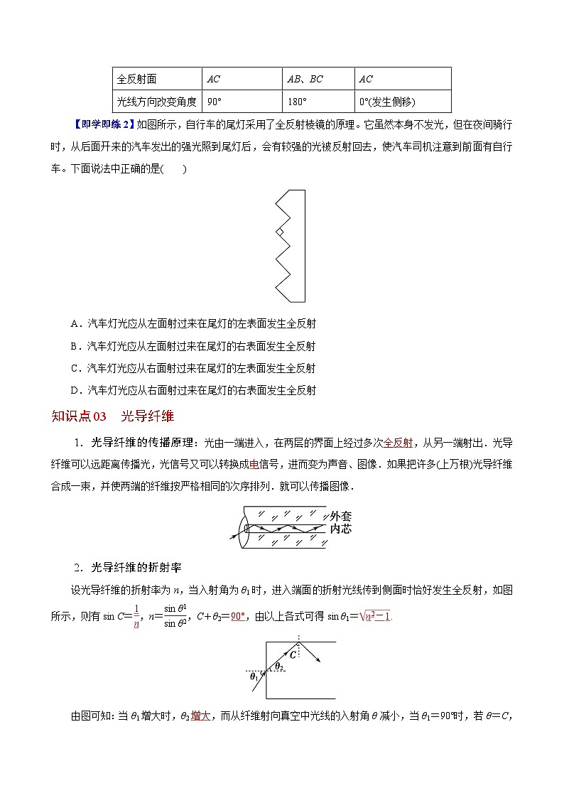 【同步讲义】（人教版2019）高中物理选修第一册-第四章-光--第02讲 全反射 讲义03