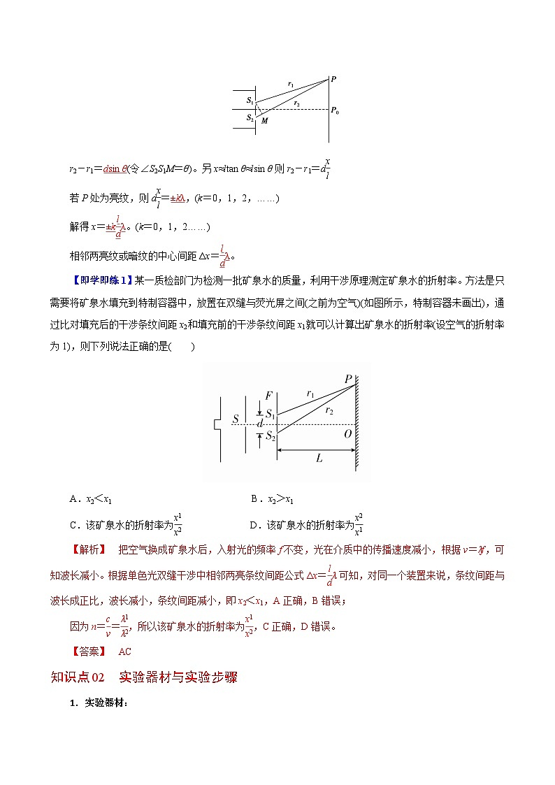 【同步讲义】（人教版2019）高中物理选修第一册-第四章-光--第04讲 实验：用双缝干涉测量光的波长 讲义02
