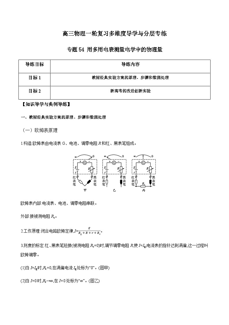 专题54 用多用电表测量电学中的物理量（原卷版）第1页