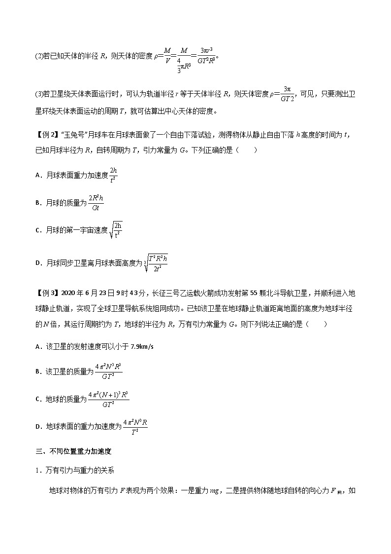 专题28 开普勒行星运动定律、天体质量密度估算和不同位置重力加速度（原卷版）第3页