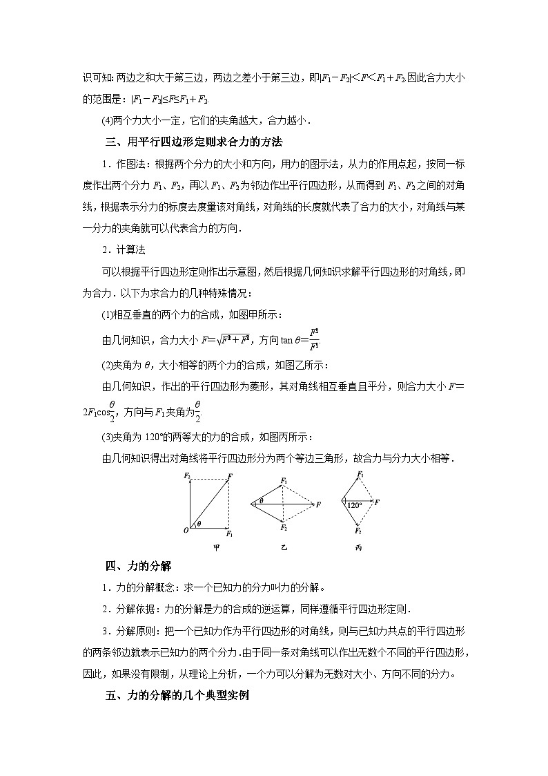 (要点归纳+夯实基础练) 第二节 力的合成和分解-2023年高考物理一轮系统复习学思用02