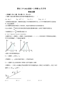 山东省泰安第二中学2022-2023学年高一上学期12月月考物理试题(无答案)