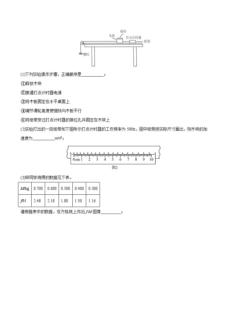 专题17 力学实验-2023年高考物理机械能常用模型最新模拟题精练(解析版)02