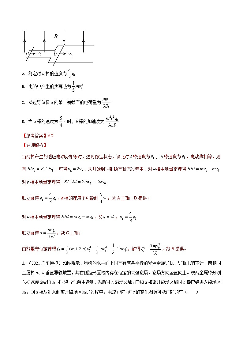 专题16 双导体棒切割磁感线模型-2023年高考物理电磁感应常用模型最新模拟题精练（解析版）02