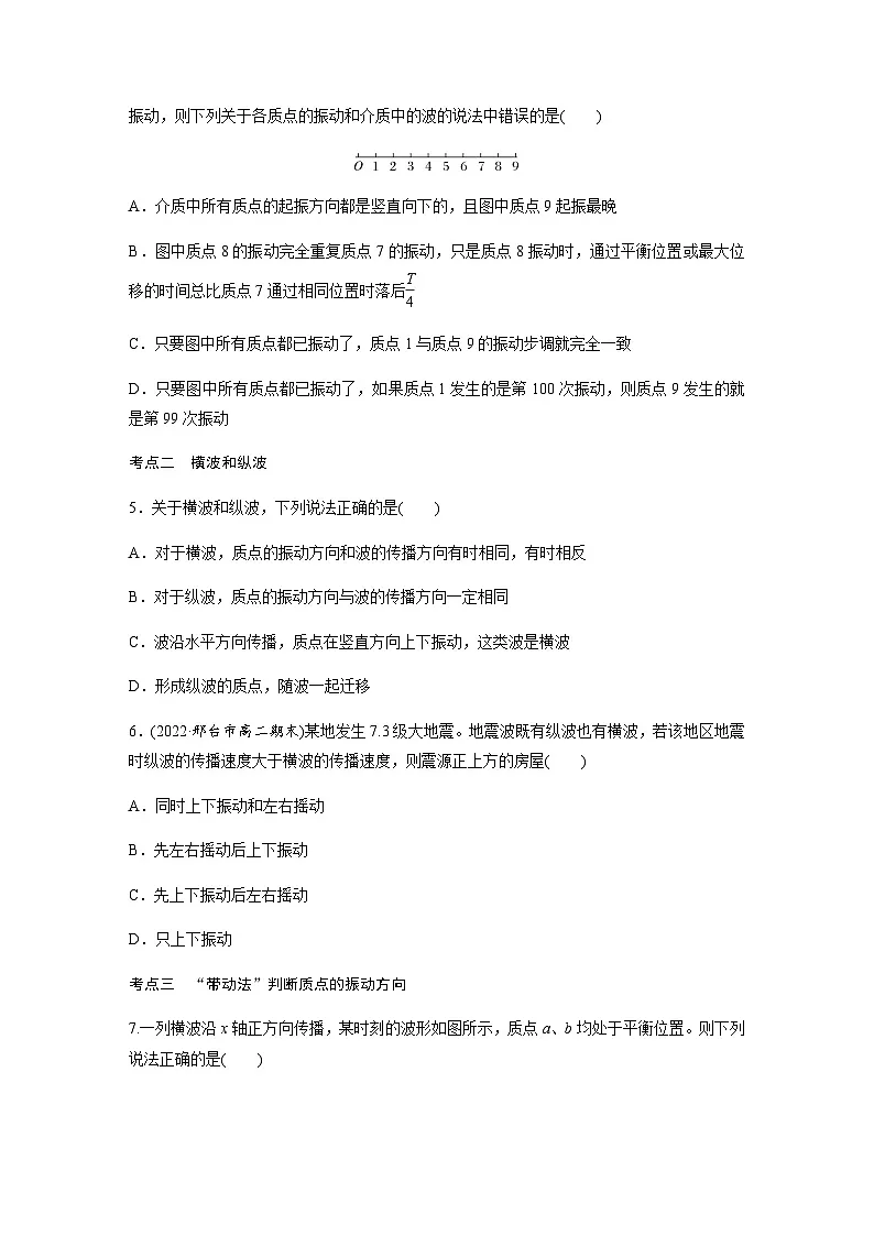 第三章 1 波的形成 同步练（含答案）--2023-2024学年高中物理人教版（2019）选择性 必修 第一册第2页