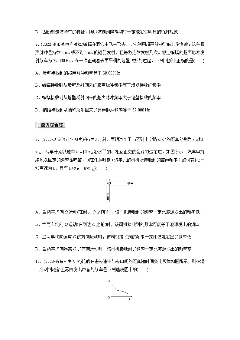 第三章 5 多普勒效应  同步练（含答案）--2023-2024学年高中物理人教版（2019）选择性 必修 第一册第3页