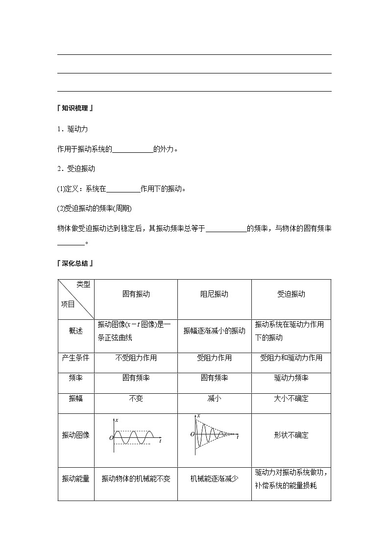 第二章 6 受迫振动　共振  学案（含答案  学生版+教师版）03