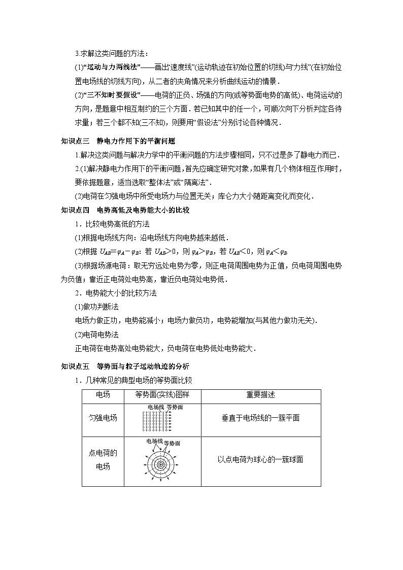 回归教材重难点07  电场及带电粒子在电场中的运动-【查漏补缺】2022年高考物理三轮冲刺过关（原卷版）02