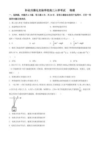 湖南省怀化市雅礼实验学校2023-2024学年高三上学期入学考试物理试题