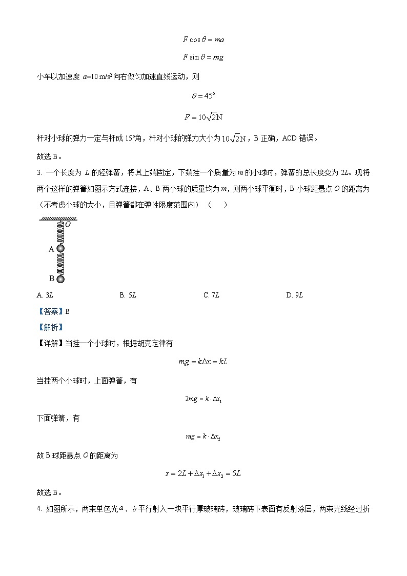2022-2023学年湖南省长沙市南雅中学高三下学期入学考试物理试题（解析版）02