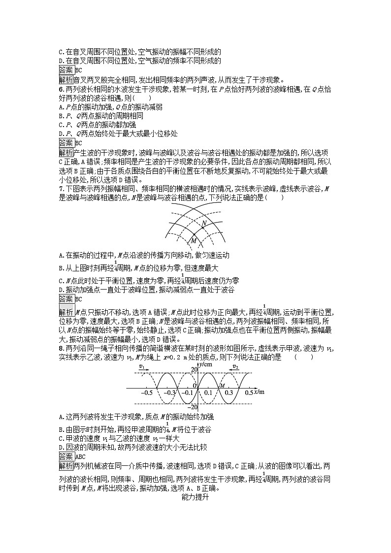 浙江专版2023_2024学年新教材高中物理第3章机械波4波的干涉训练提升新人教版选择性必修第一册第2页