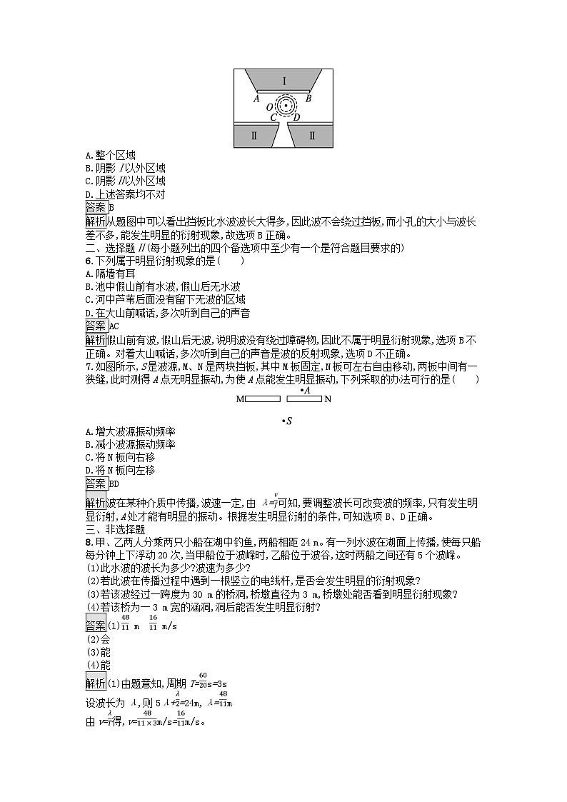浙江专版2023_2024学年新教材高中物理第3章机械波3波的反射折射和衍射训练提升新人教版选择性必修第一册第2页