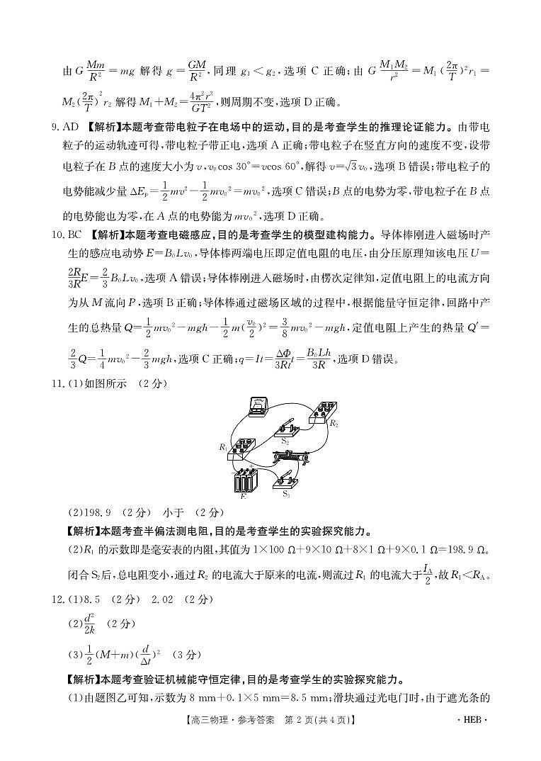 2024保定部分高中高三上学期开学考试（8月）物理PDF版含解析02