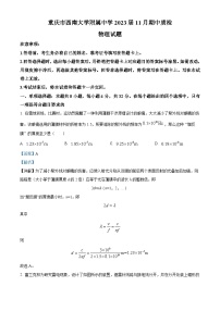 重庆市西南大学附属中学2022-2023学年高三物理上学期11月期中质检试题（Word版附解析）