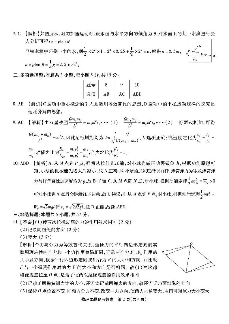 2024重庆市高三上学期第一次质量检测试题（8月）物理PDF版含解析02