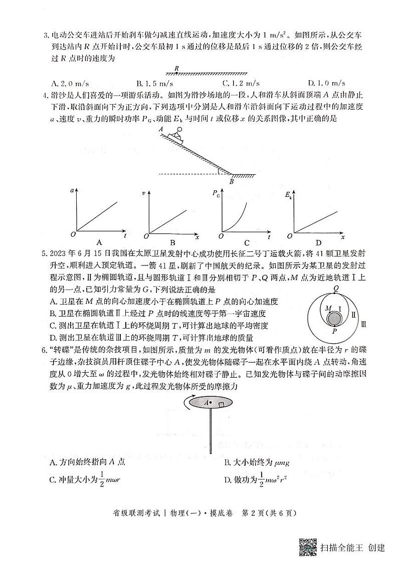 2024河北省高三上学期开学省级联测考试物理PDF版无答案02
