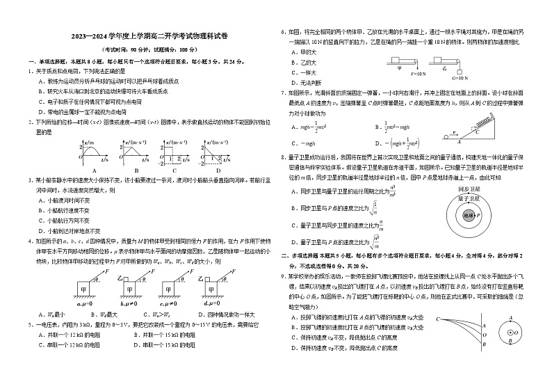 海南省农垦中学2023-2024学年高二上学期开学考试物理试题第1页