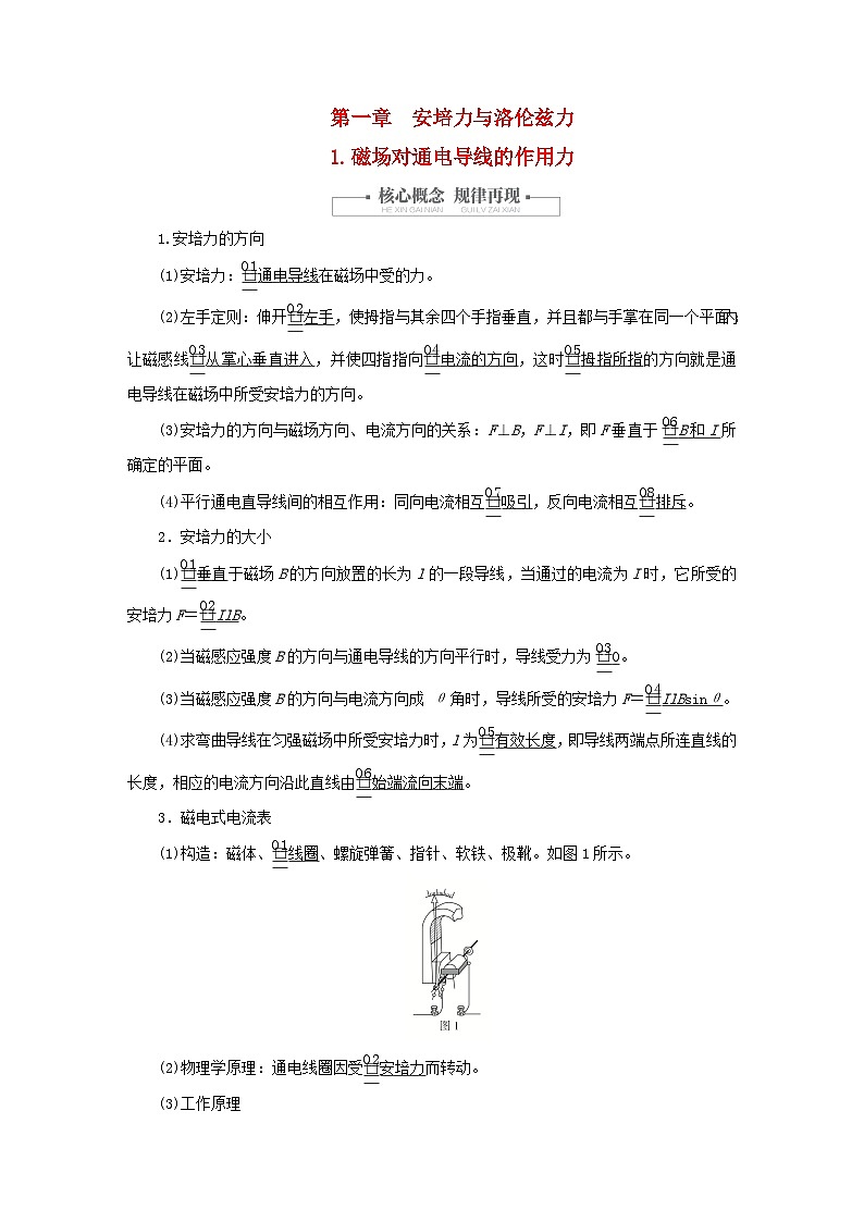 2023新教材高中物理第一章安培力与洛伦兹力1磁吃通电导线的作用力作业新人教版选择性必修第二册第1页