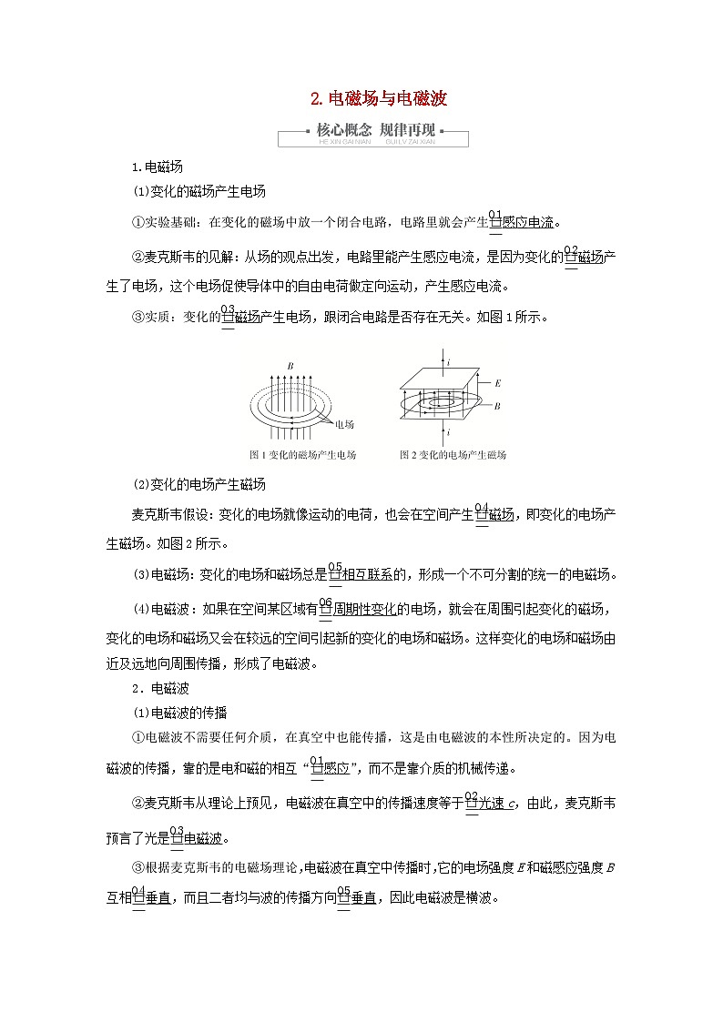 2023新教材高中物理第四章电磁振荡与电磁波2电磁场与电磁波作业新人教版选择性必修第二册第1页