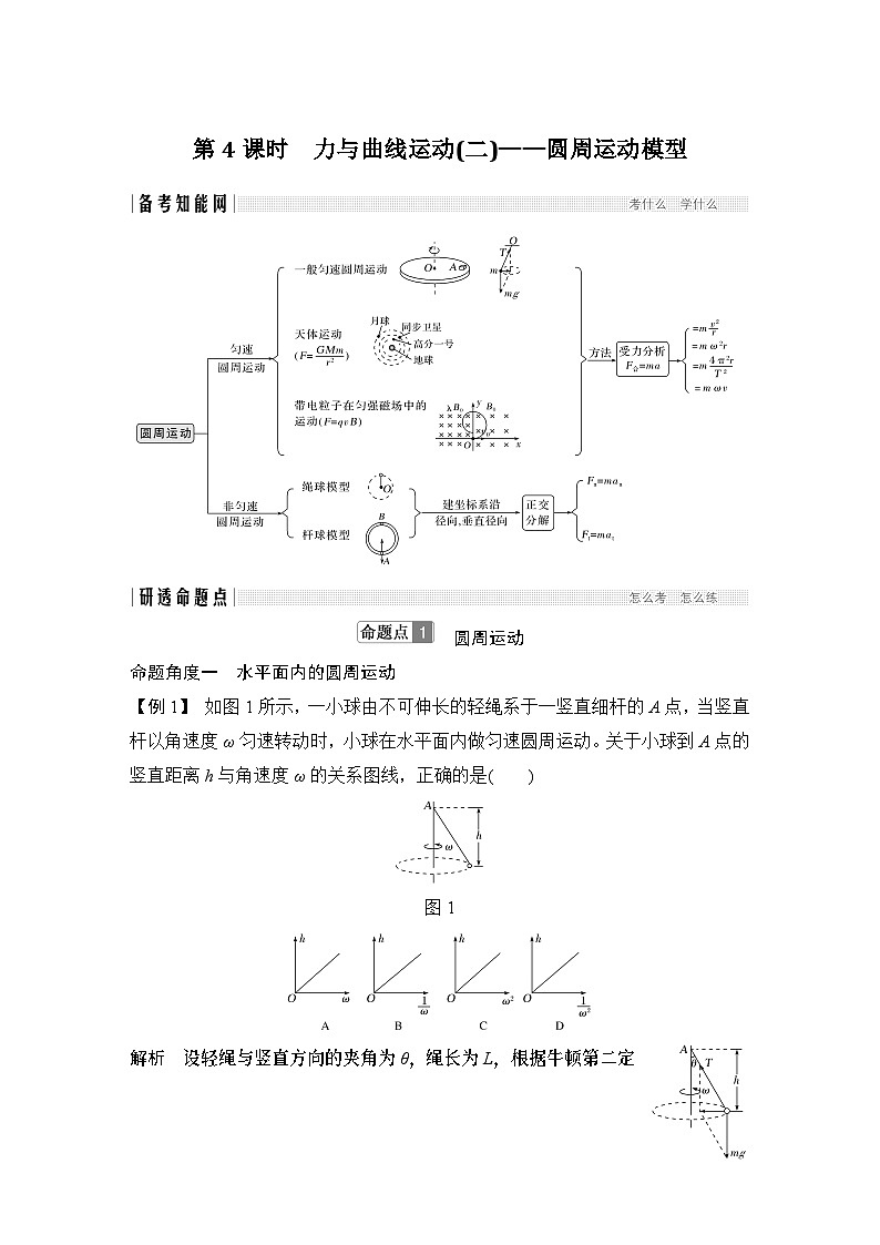 2024年高考物理大一轮复习：第4课时 力与曲线运动(二)——圆周运动模型 试卷01