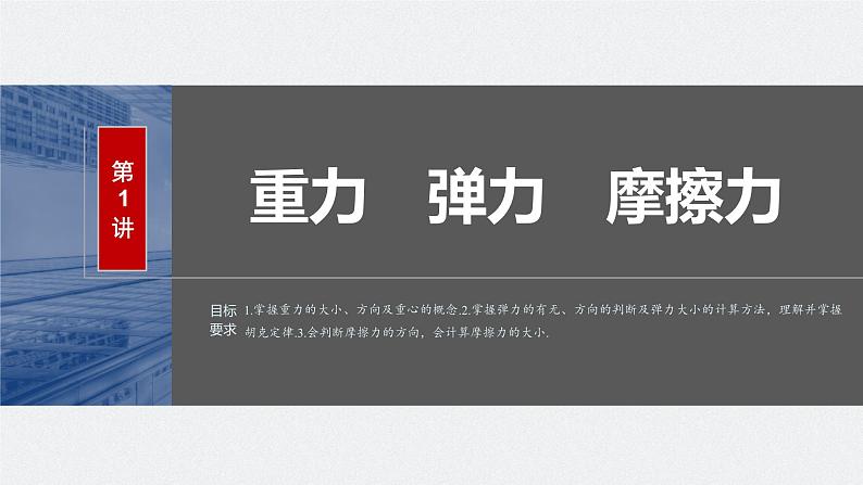 2024届高考物理一轮复习（新教材鲁科版）第二章相互作用第1讲重力弹力摩擦力课件第1页