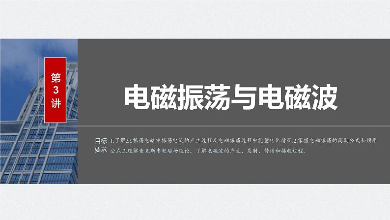 2024届高考物理一轮复习（新教材鲁科版）第十三章交变电流电磁波传感器第3讲电磁振荡与电磁波课件第1页