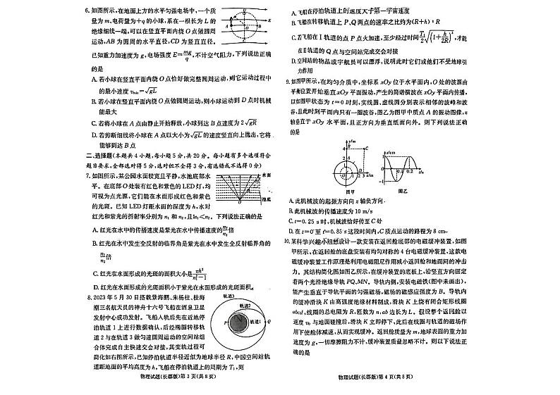 湖南省长郡中学2024届高三月考试卷（一）物理第2页