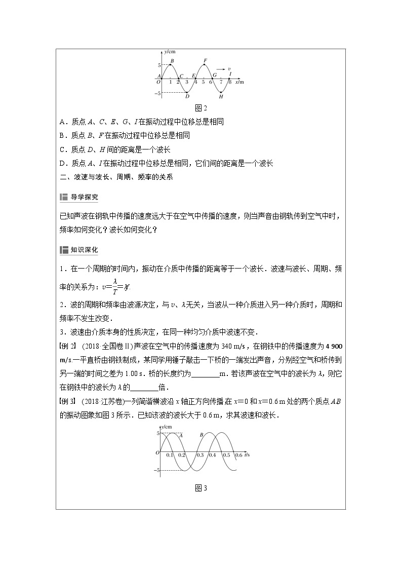 3.2 波长、频率和波速 学案-2023-2024学年高二上学期物理人教版（2019）03