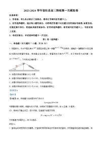 2024届安徽省安庆市宿松县高三上学期第一次模拟考试物理试题（解析版）