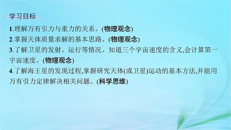 新教材2023_2024学年高中物理第4章万有引力定律及航天第2节万有引力定律的应用第3节人类对太空的不懈探索课件鲁科版必修第二册02