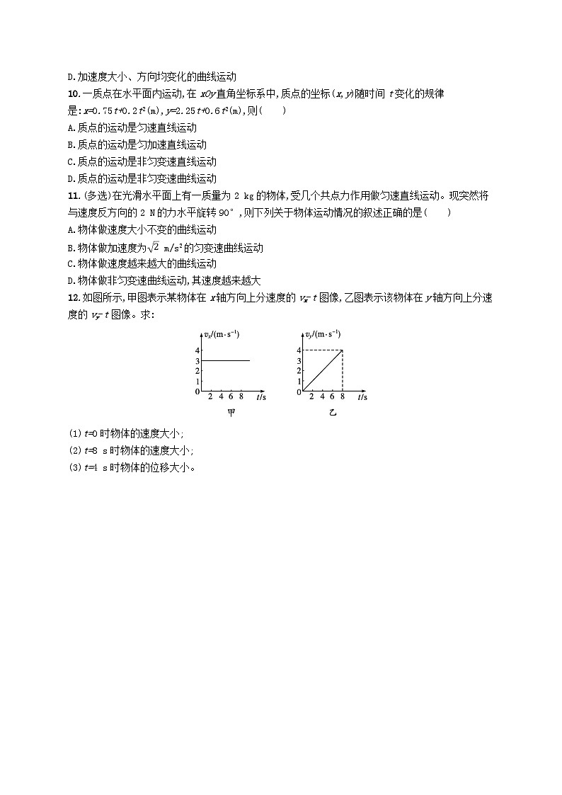 新教材2023_2024学年高中物理第2章抛体运动第1节运动的合成与分解分层作业鲁科版必修第二册第3页