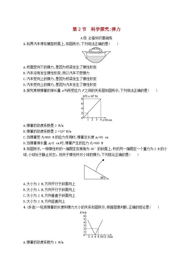 新教材2023_2024学年高中物理第3章相互作用第2节科学探究弹力分层作业鲁科版必修第一册01