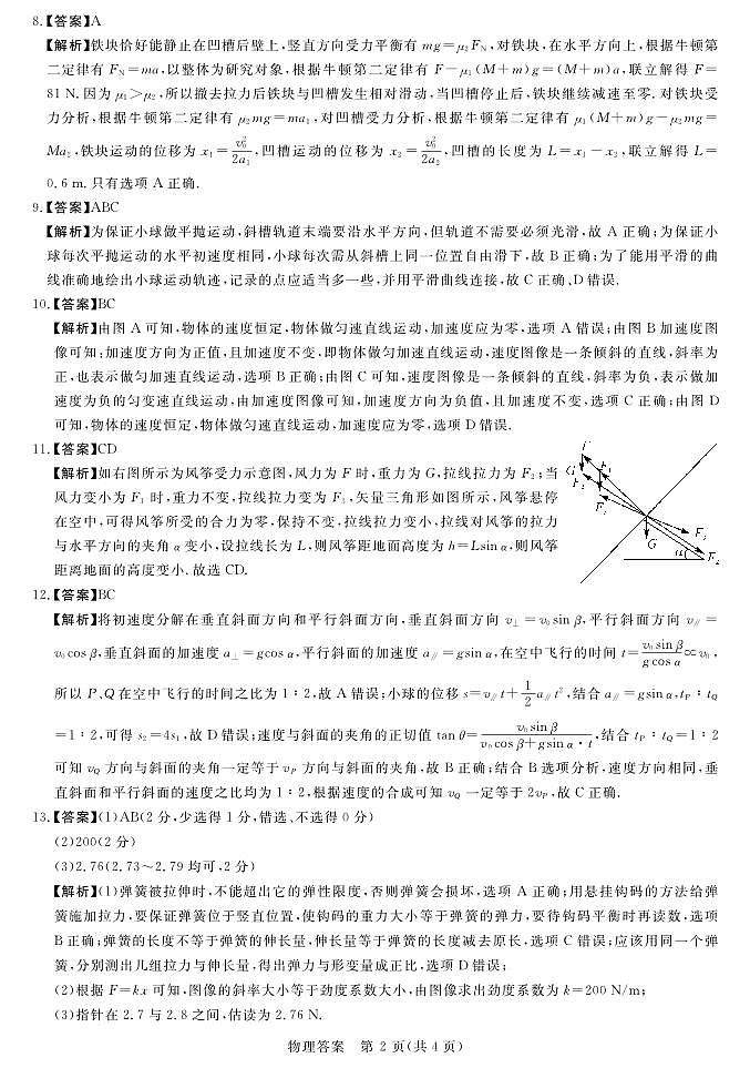 2024河南省中原名校联盟高三上学期9月调研考试物理含解析02