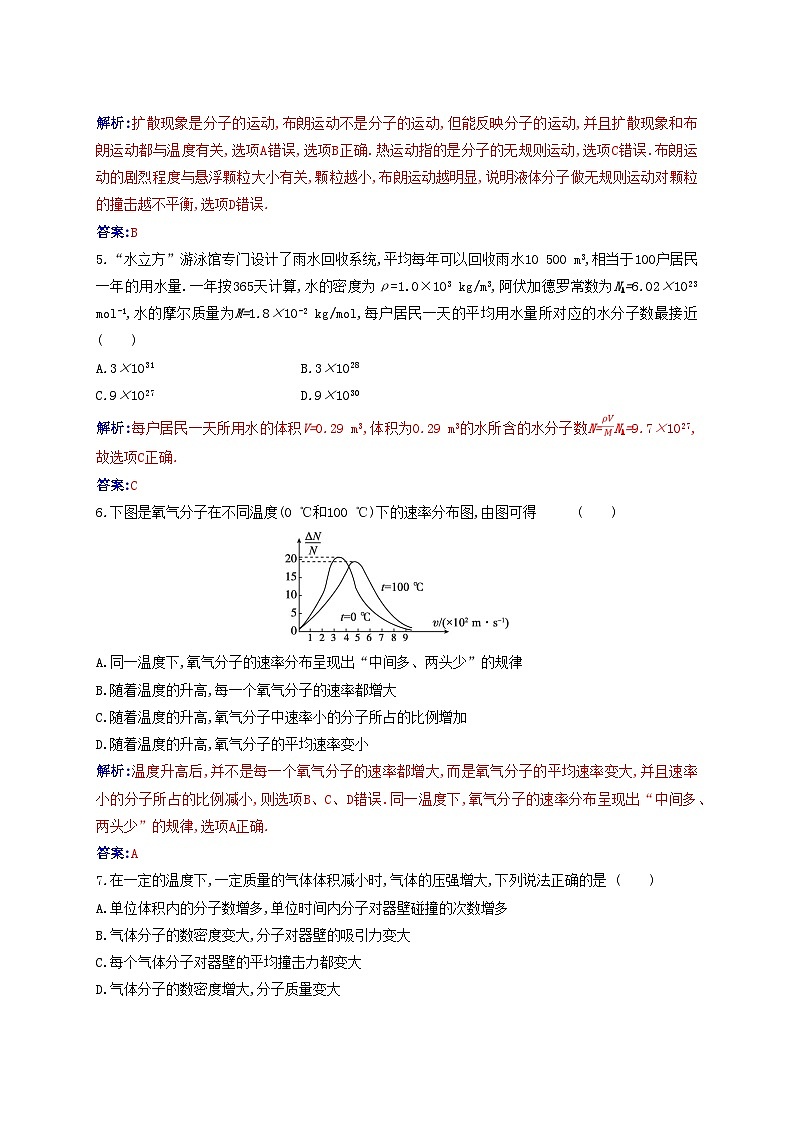 新教材2023高中物理第一章分子动理论质量评估新人教版选择性必修第三册 试卷02