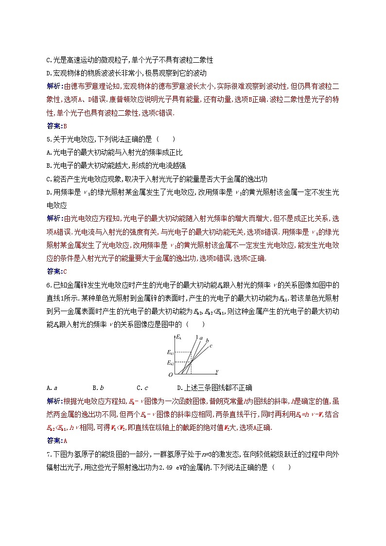 新教材2023高中物理第四章原子结构和波粒二象性质量评估新人教版选择性必修第三册 试卷02