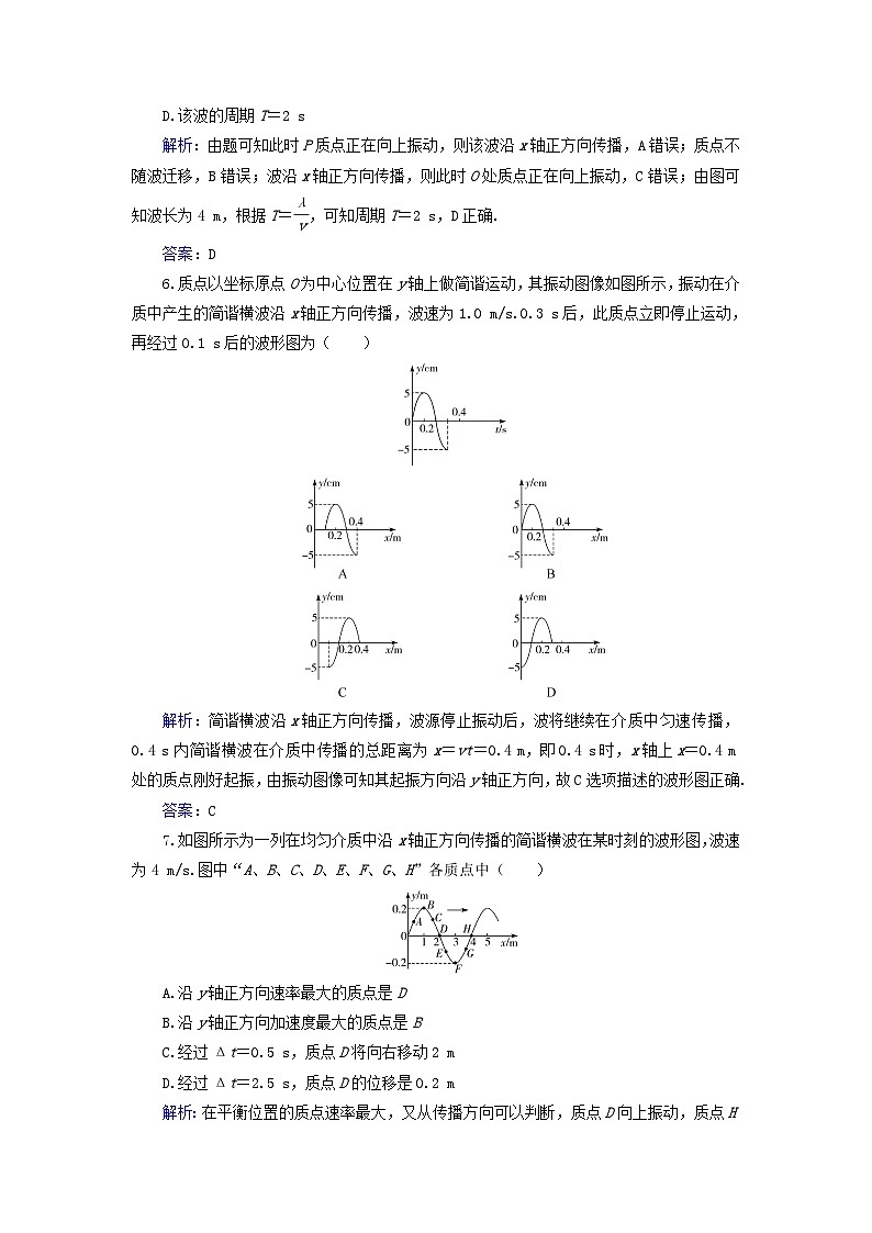新教材2023高中物理章末质量评估三第三章机械波粤教版选择性必修第一册 试卷03