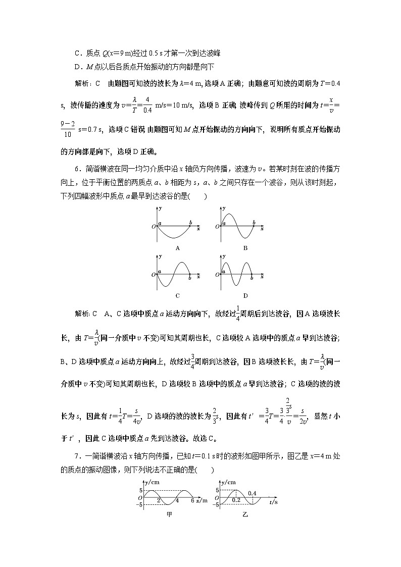 2023-2024学年鲁科版选择性必修第一册 第3章  机械波 单元测试03