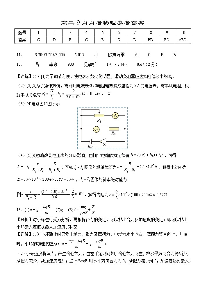 2024荆州沙中学高二上学期9月月考物理试题含答案01