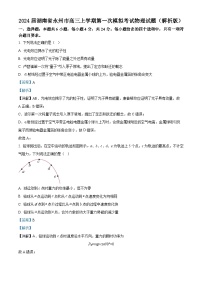 2024届湖南省永州市高三上学期第一次模拟考试物理试题（解析版）