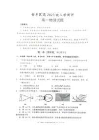 四川省成都市青羊区2023-2024学年高一上学期入学考试物理试题