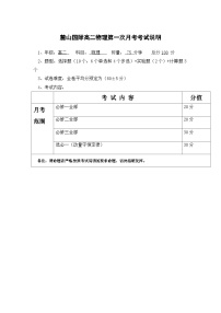 麓山国际实验学校高二第一次月考物理考试说明