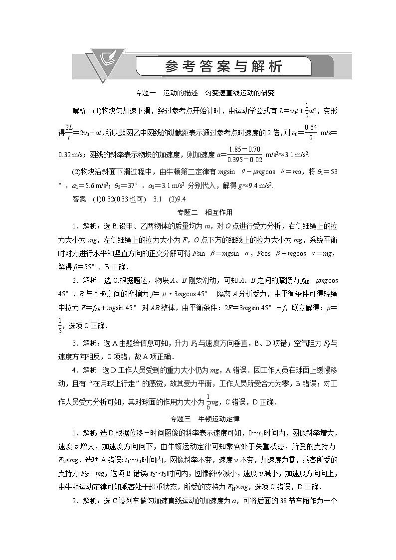 2020高考物理真题汇编-答案01