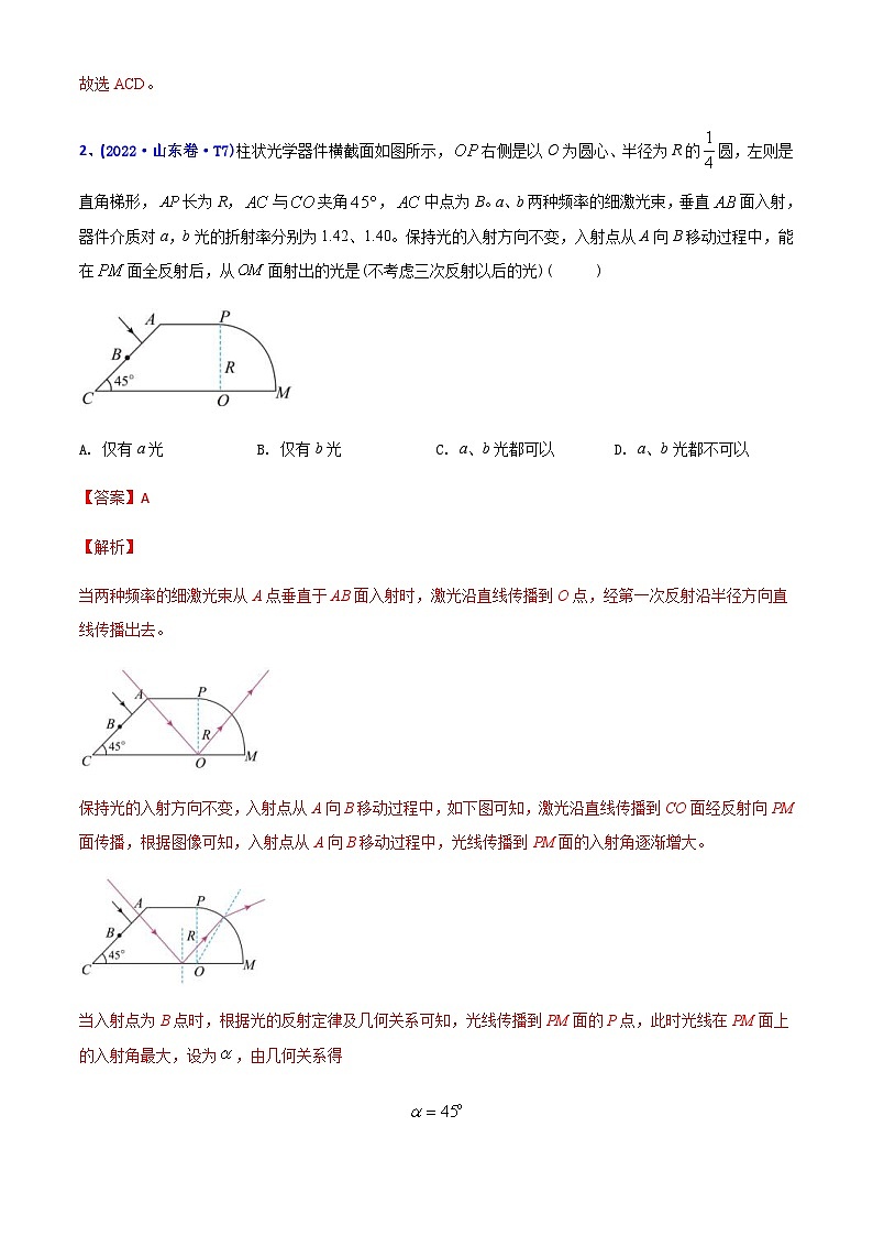 高考物理二轮复习分类训练专题15 光学（含解析）02