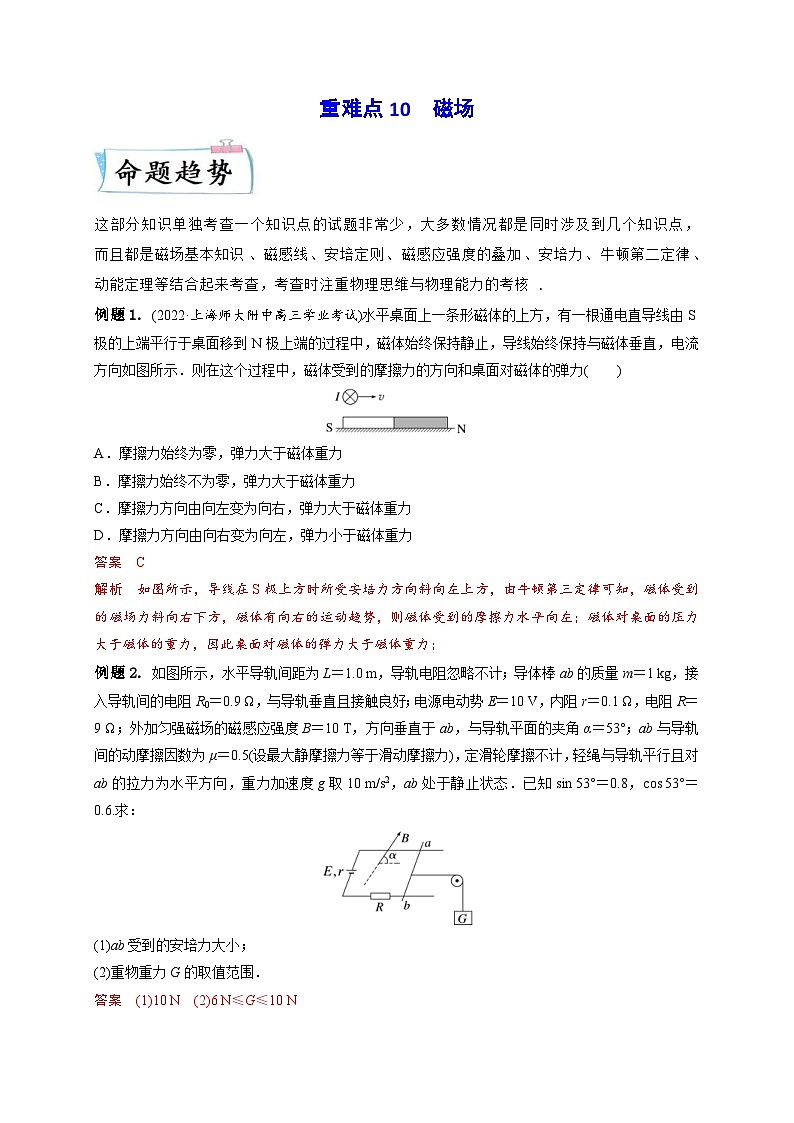 新高考物理三轮冲刺练习重难点10 磁场（含解析）第1页