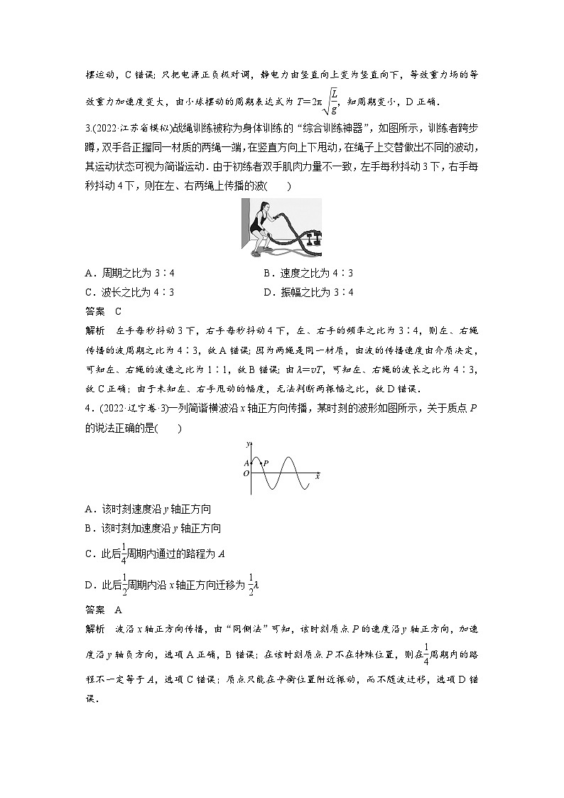 新高考物理二轮复习过关练习第3部分 考前特训 热点15　机械振动　机械波 (含解析)02