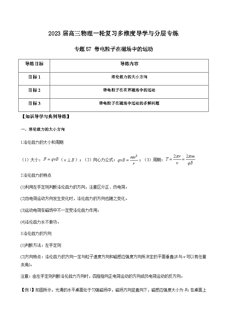新高考物理一轮复习知识梳理+分层练习专题57 带电粒子在磁场中的运动（含解析）01