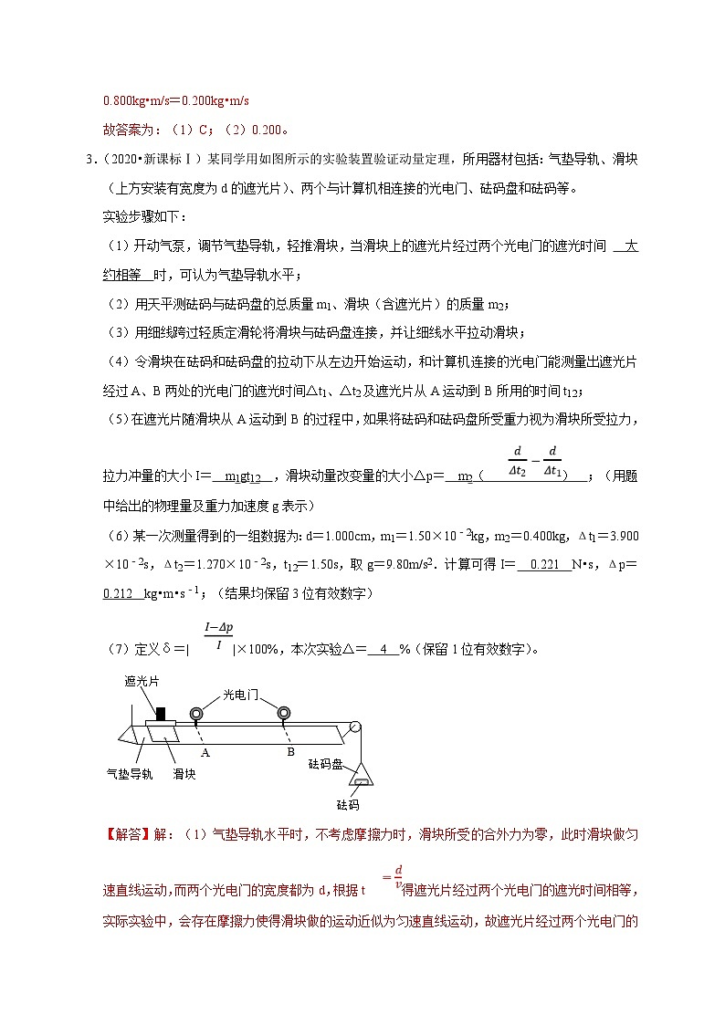新高考物理一轮复习刷题练习第46讲 验证动量守恒的四种实验方案及数据处理方法（含解析）第3页