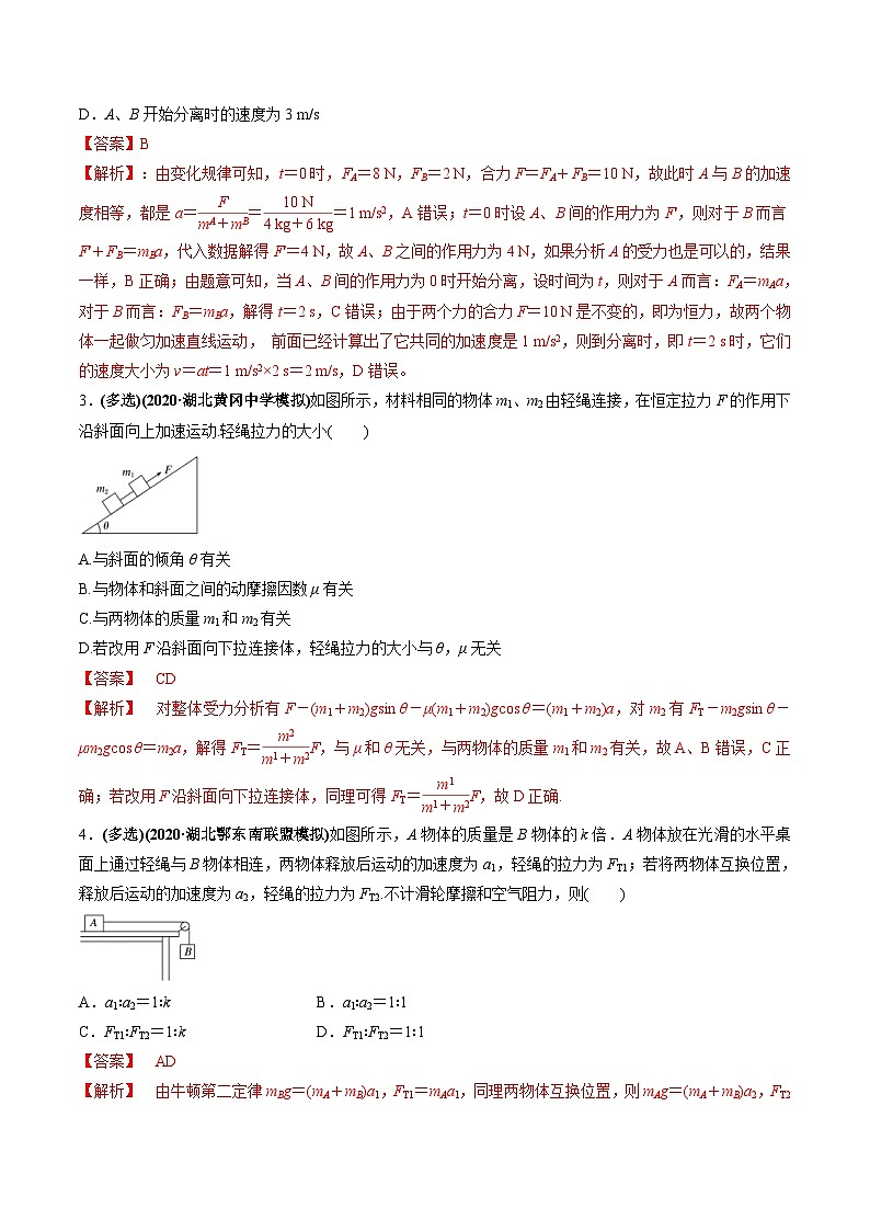 新高考物理一轮复习精练题专题3.2 动力学典型模型的分析（含解析）第2页