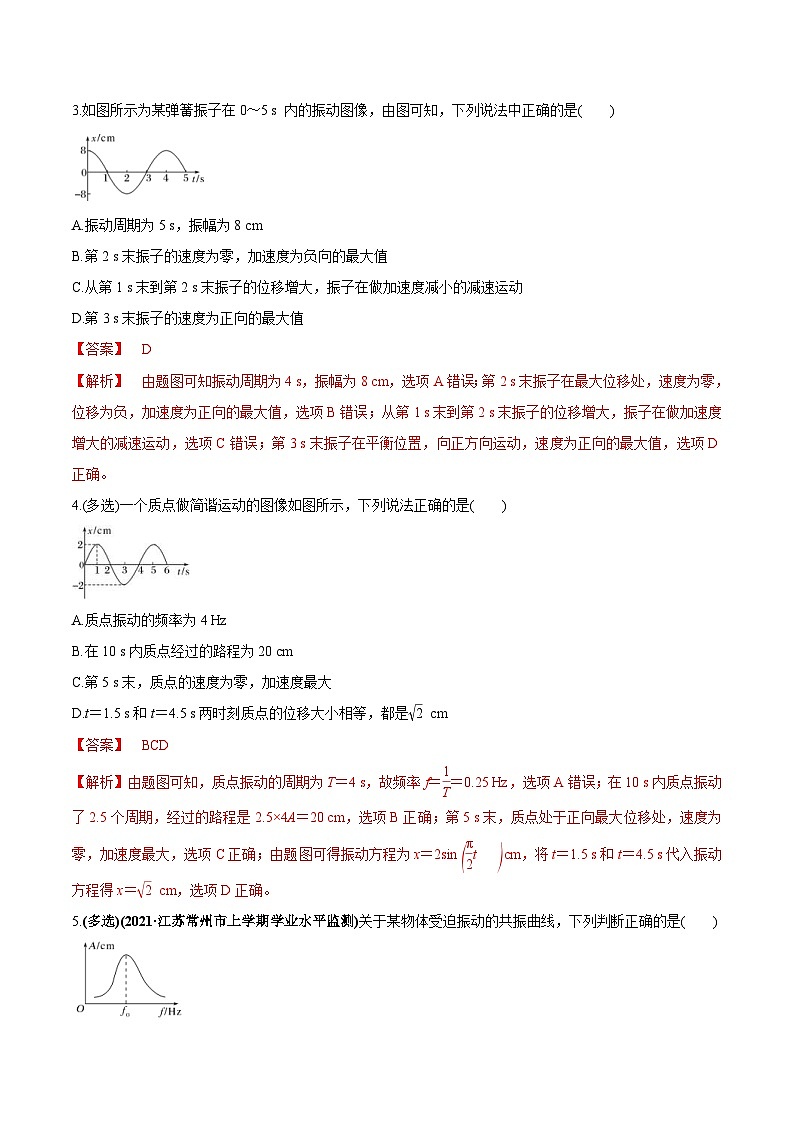 新高考物理一轮复习精练题专题10.1简谐运动及其描述用单摆测量重力加速度（含解析）第2页